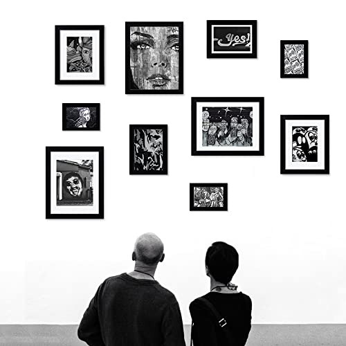 CORE ART 4x6 Black Picture Frame Set of 4,Display Pictures 3.5x5 with Mat or 4 x 6 without Mat,Multi Photo Frames Collage for Wa